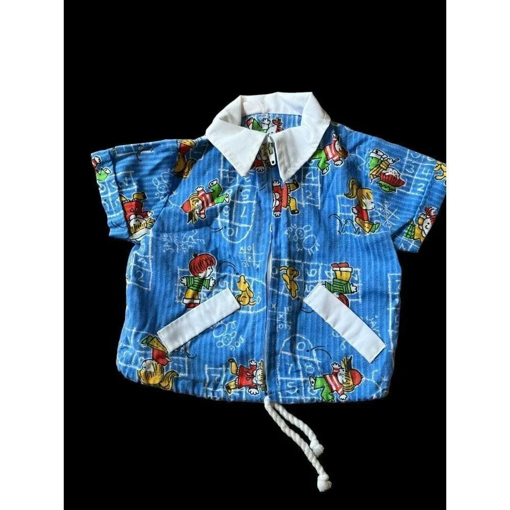 6 Mo Baby Boy Full Zip Lightweight Jacket & Shortalls Shorts Overalls Vtg
